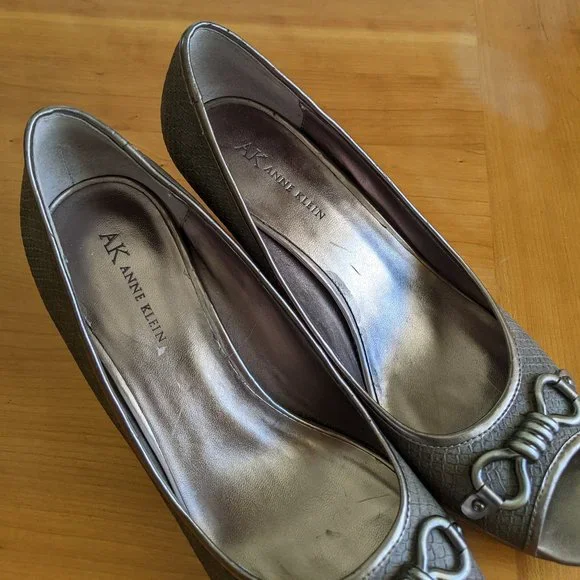 Anne Klein | Akeson | Open Toe Heels | pewter | sz 9 1/2 - Picture 6 of 8